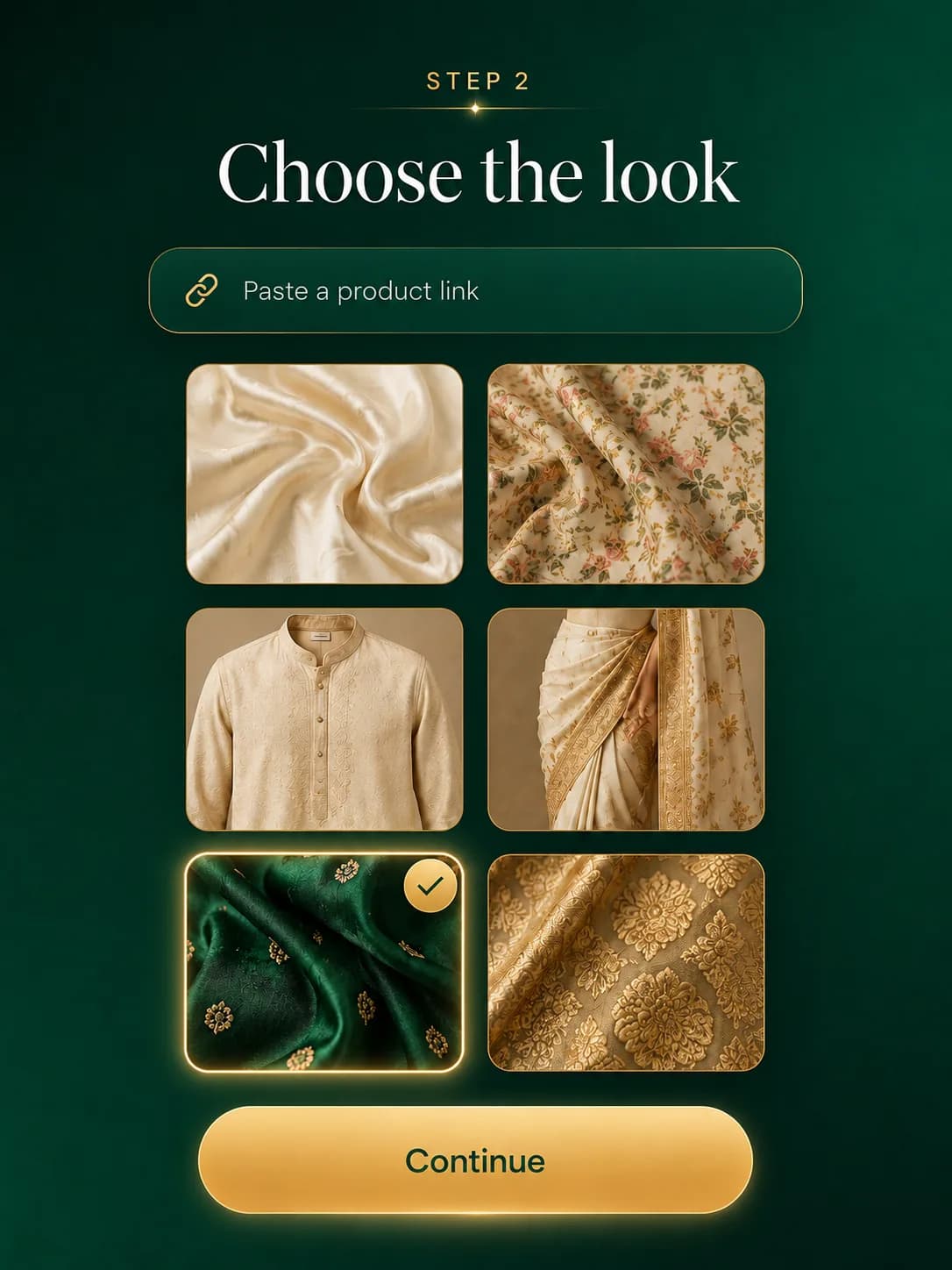 Choose the look step inside the SnapCloth app